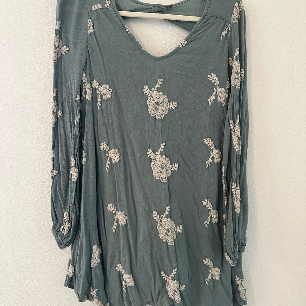 Free People Soft Blue Tunic with Metal Tag